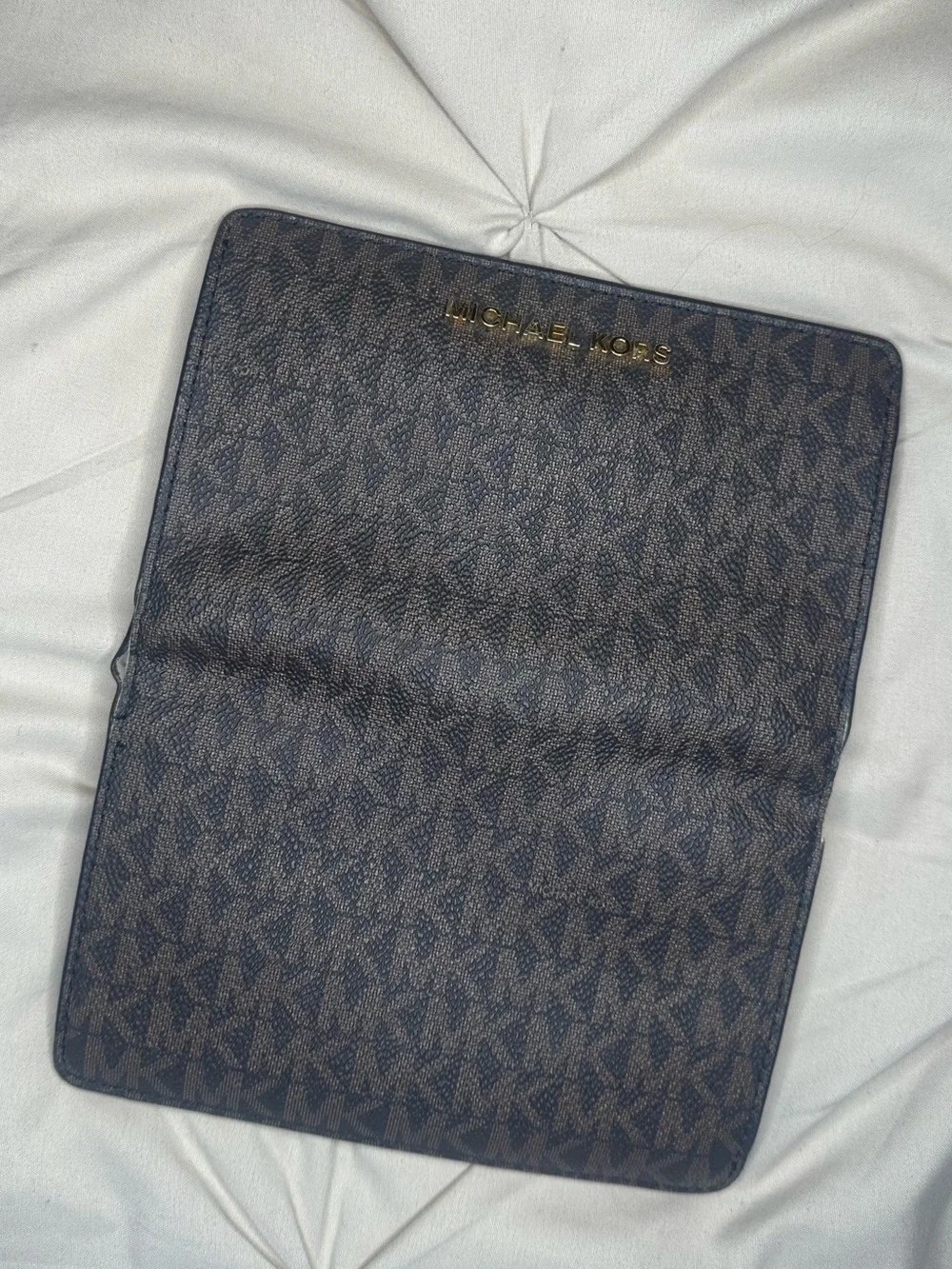 Michael Kors Brown MK Monogram Wallet with Gold Logo